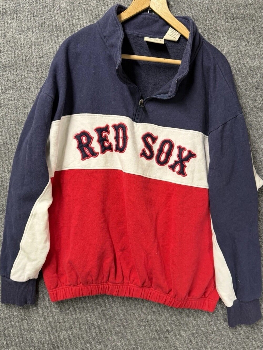Fanatics Boston Red Sox Quarter Zip Hoodie Men Navy Red White Gray Sz 1X